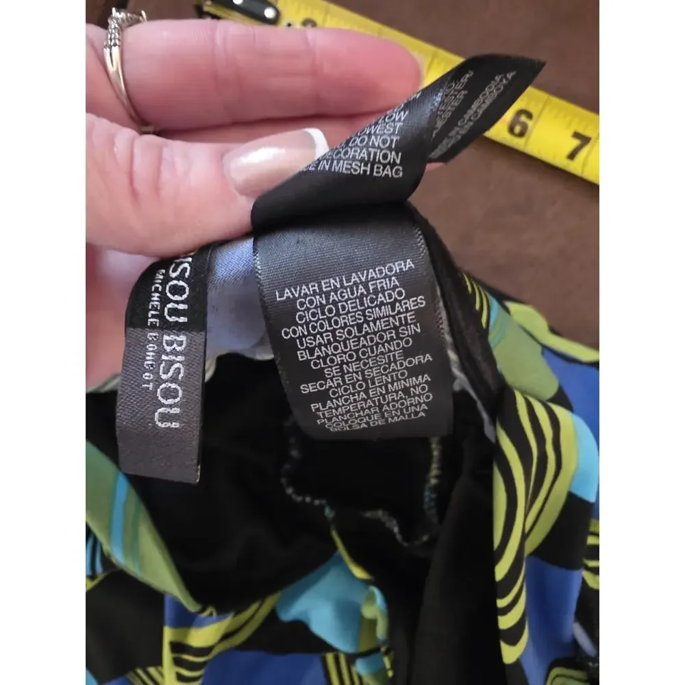 Vtg Bisou Bisou Y2k Baby Doll Tank Jeweled Medallion Abstract Print Blue Black L